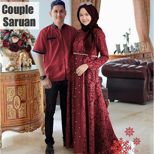 COUPLE ESTIKA BAJU COUPLE 2021 BROKAT BRUKAT ROK TUTU PREMIUM SARIMBIT LEBARAN MURAH PINK KREM MAROO