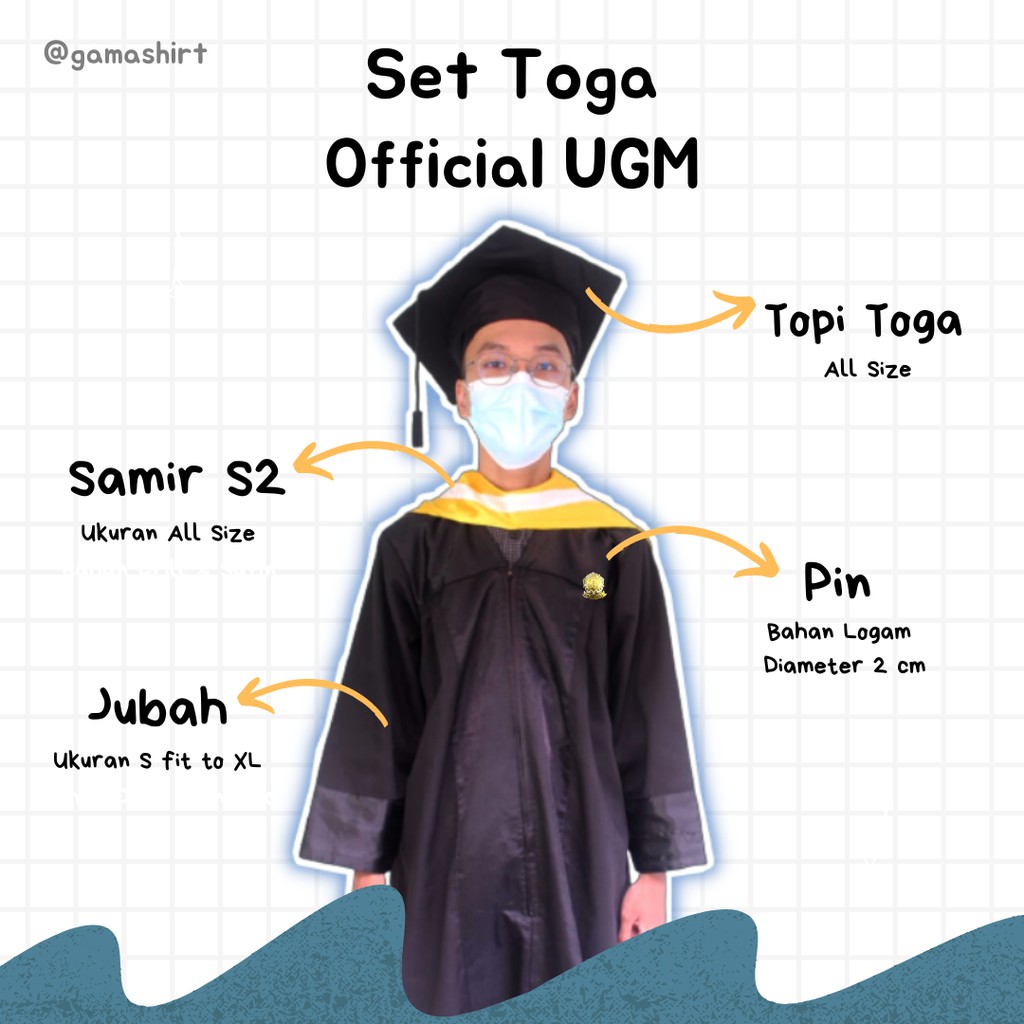  Baju  Wisuda  Set Toga Adil Sarjana S1  S2 dan S3 Bahan Drill 