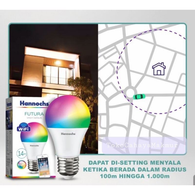 Hannochs Bola Lampu LED Smart Futura 14w 14watt - Lampu Wifi - CCT/RGB