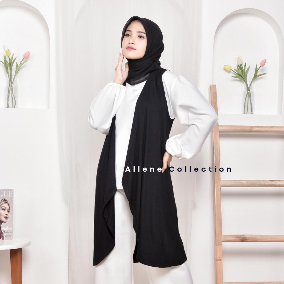 ☀ LONG CARDIGAN TANPA LENGAN OUTER KUTUNG PUTIH JUMBO PREMIUM SPANDEK DEWASA MURAH ➣