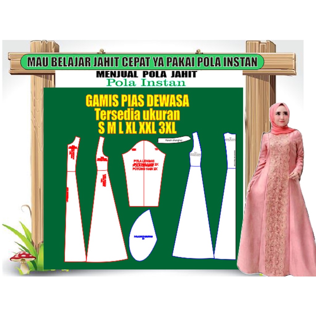Pola Gamis Dewasa Pias Pola Instan Pola Siap Pakai