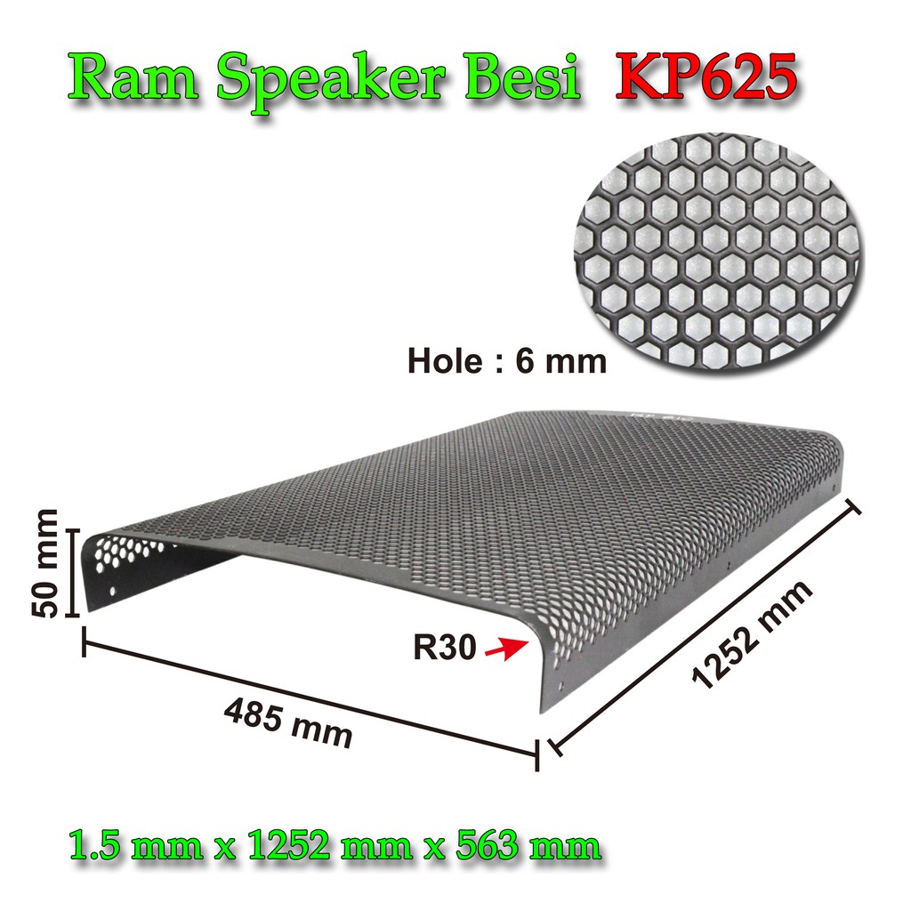 RAM SPEAKER 15&quot;x2 / GRILL SPEAKER BESI L 485 MM X P 1252 MM (TEBAL 1.5 MM) Model Tekuk Bulat