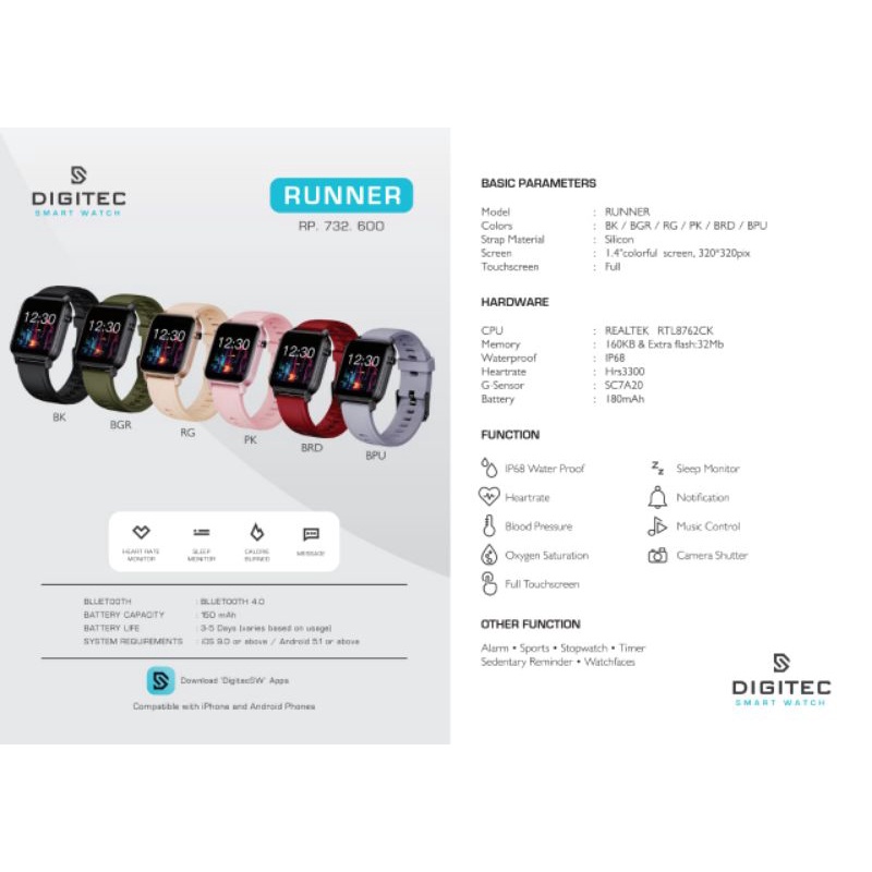 JAM TANGAN Digitec Smartwatch Runner
