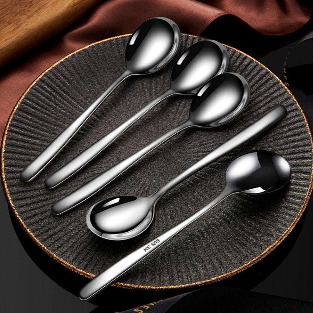 [Elegan] Sendok Pengaduk Teh Madu Peralatan Minum Untuk Piknik Kitche Stainless Steel Alat Makan Dapur Es Krim Dessert Spoon