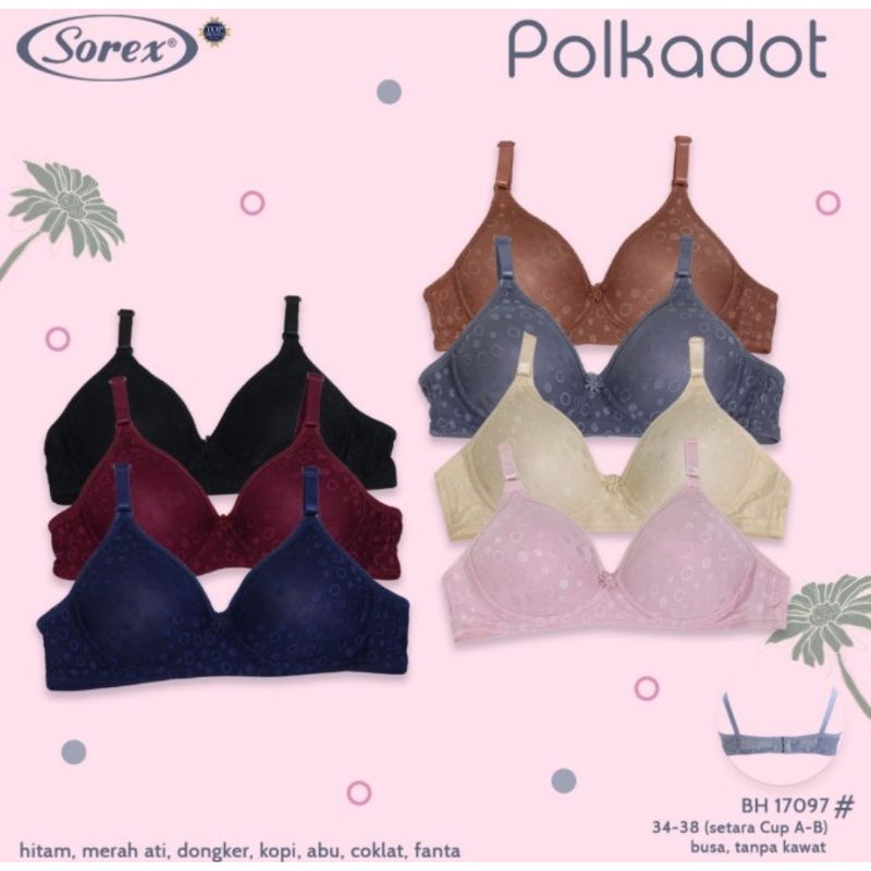 Sorex Bra Polkadot 17097 BH Busa Tanpa Kawat Setara Cup A-B