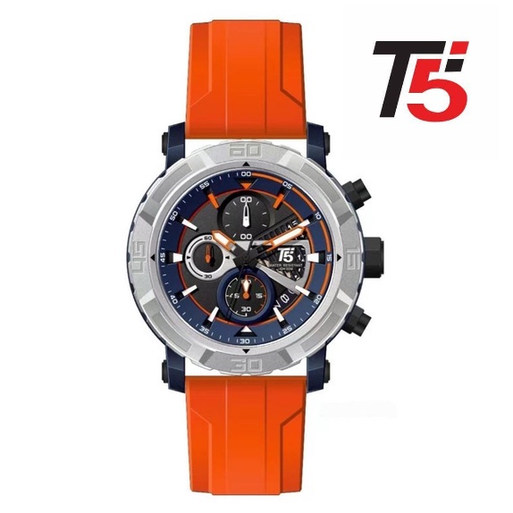 JAM TANGAN PRIA T5 H 3940 ORIGINAL CHRONOGRAPH TALI RUBBER TAHAN AIR TERBARU