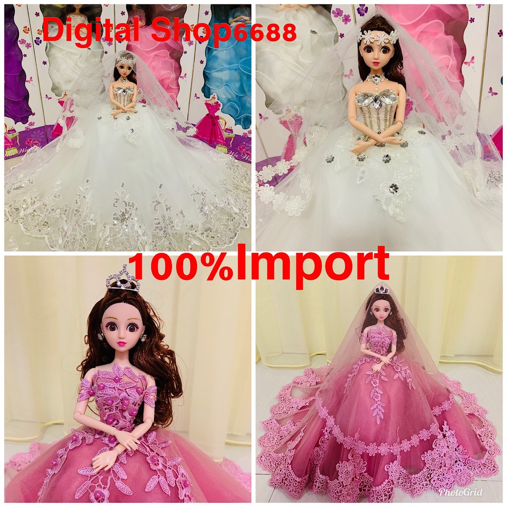 Gaun Pernikahan Boneka Barbie Ber Buntut Panjang Ukuran Tinggi 50cm