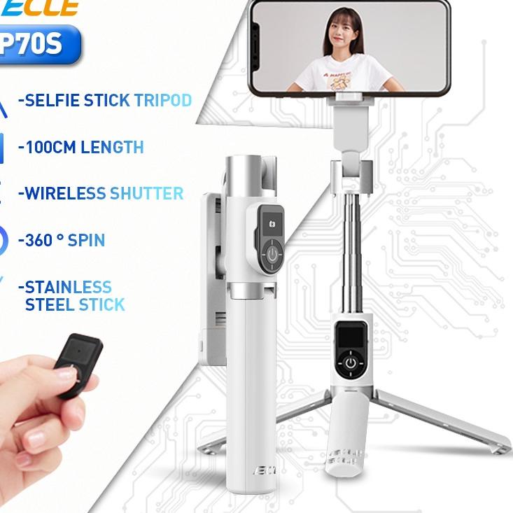 Keluaran Terbaru.. (NEW) ECLE P70S Selfie Stick Tongsis HP Tripod Free Expansion 100cm Bluetooth 5.0 4in1