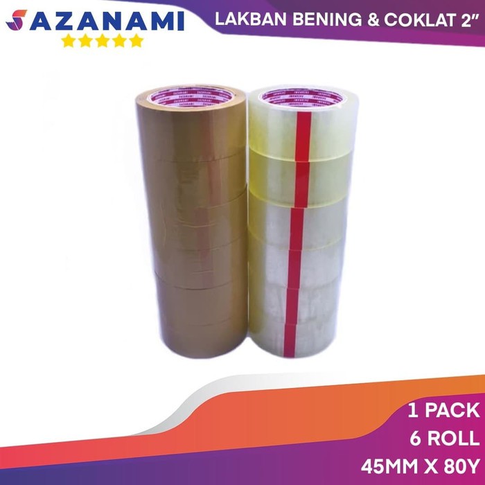 

Lakban Bening 2" Inch 80Y Yard Sazanami Opp Tape Isolasi Selotip