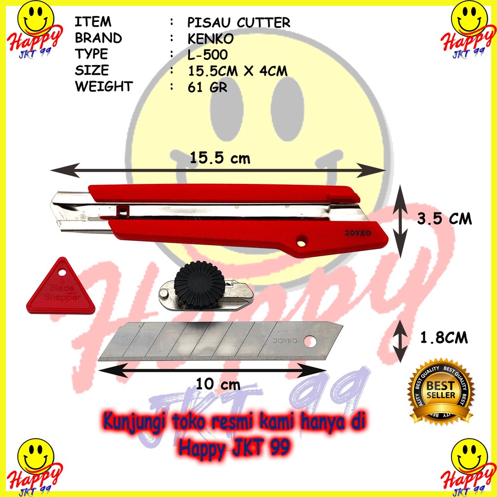 [ HAPPY JKT 99 ] PISAU CUTTER BESAR KENKO L-500 L500 L 500