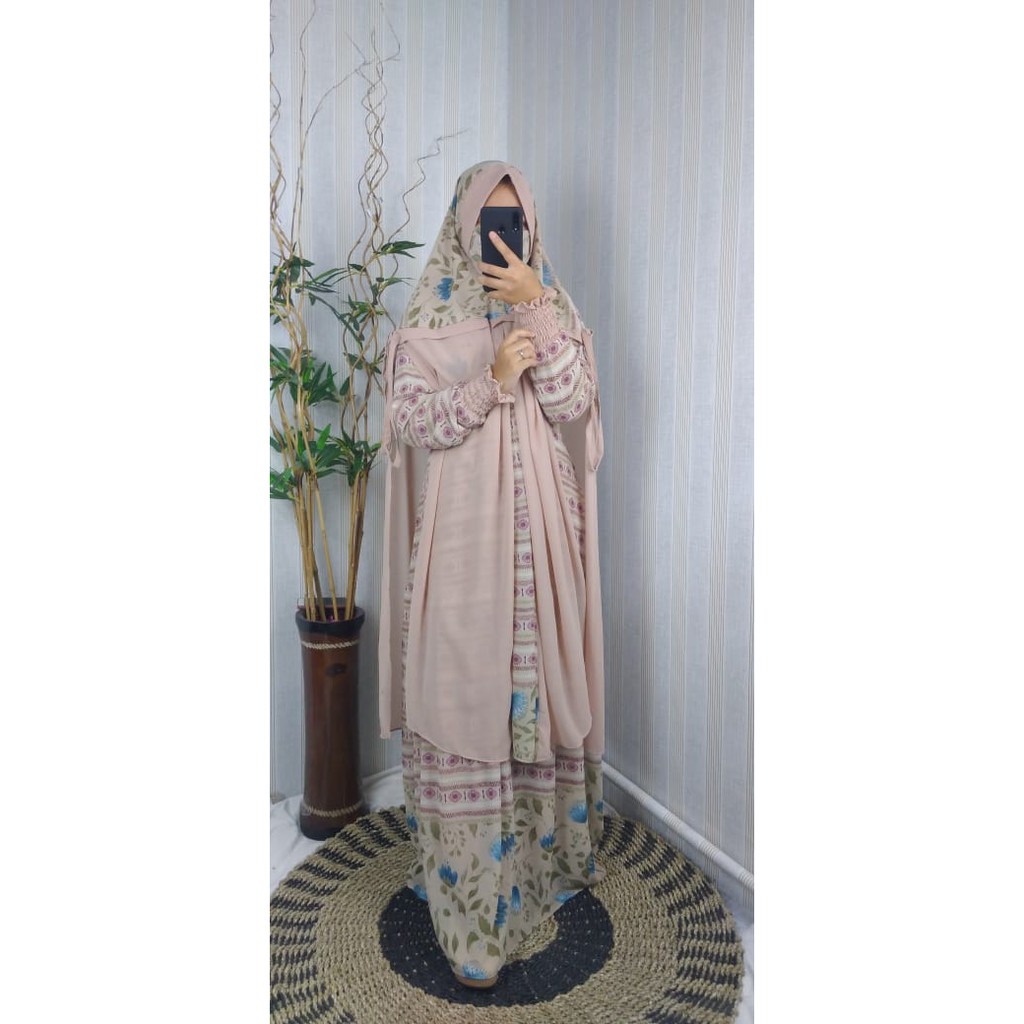 gamis ceruty babydoll ORI brand Laila set khimar yolanda dress wanita terbaru exclusive model mewah