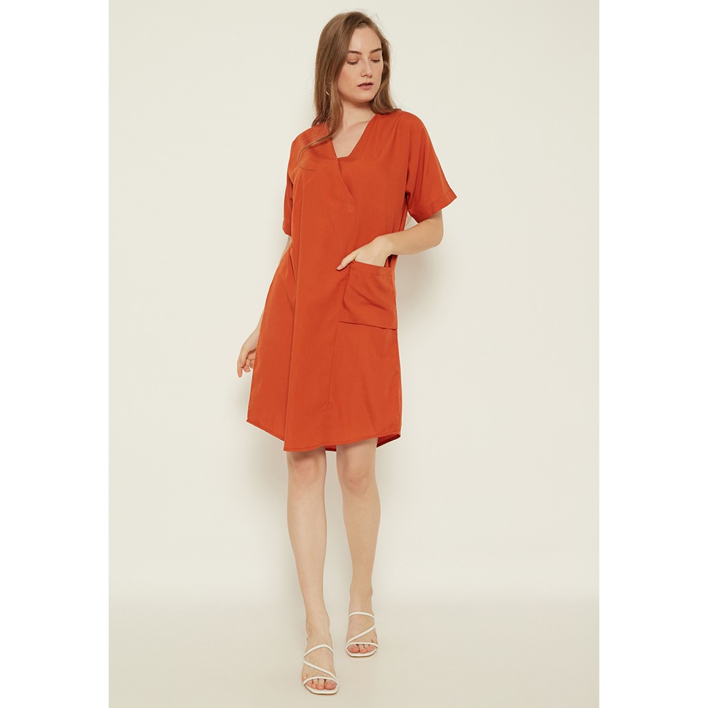 N&amp;A - SUNDAY DRESS BRICK - Dress / Dress Wanita / Dress Sehari-Hari / Dress Korea / Pakaian Wanita