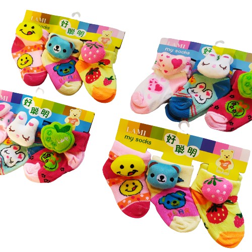 3 Pasang kaos kaki bayi perempuan boneka 3D 0 -12 bulan kaos kaki bayi perempuan import kaos kaki bayi perempuan import 3d Kaus kaki bayi perempuan kaos kaki bayi perempuan new born lucu