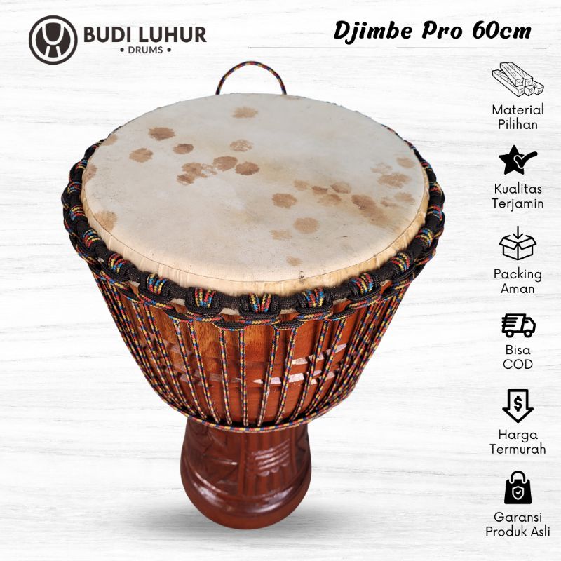 Djimbe Pro Kendang Jimbe Gendang Afrika Reggae Ukuran Jumbo 60cm x 13 inch Kelas Profesional Fullset Softcase Bergaransi