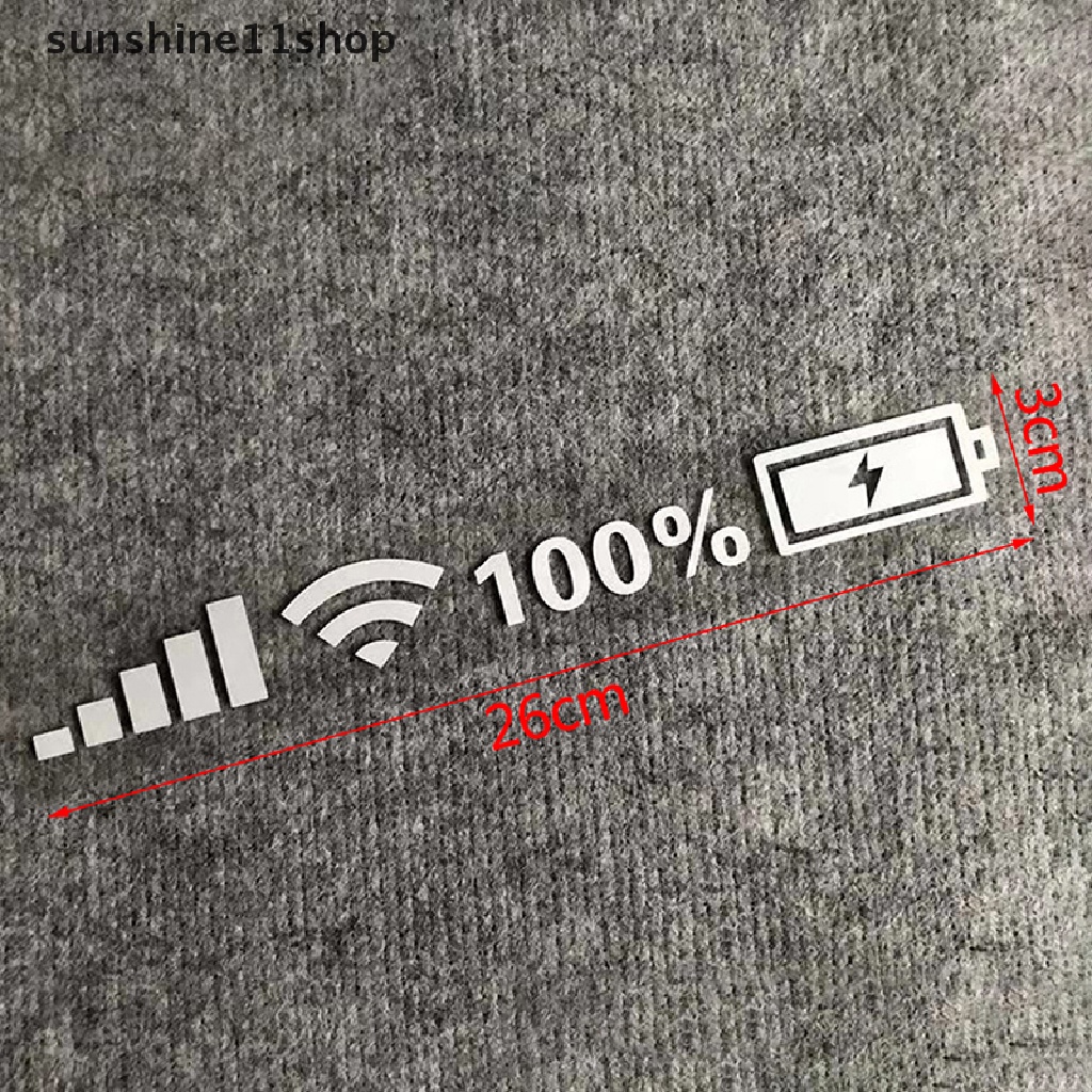 Sho Stiker Decal Vinyl Motif Tulisan Wifi Level Baterai Untuk Kaca Belakang Mobil