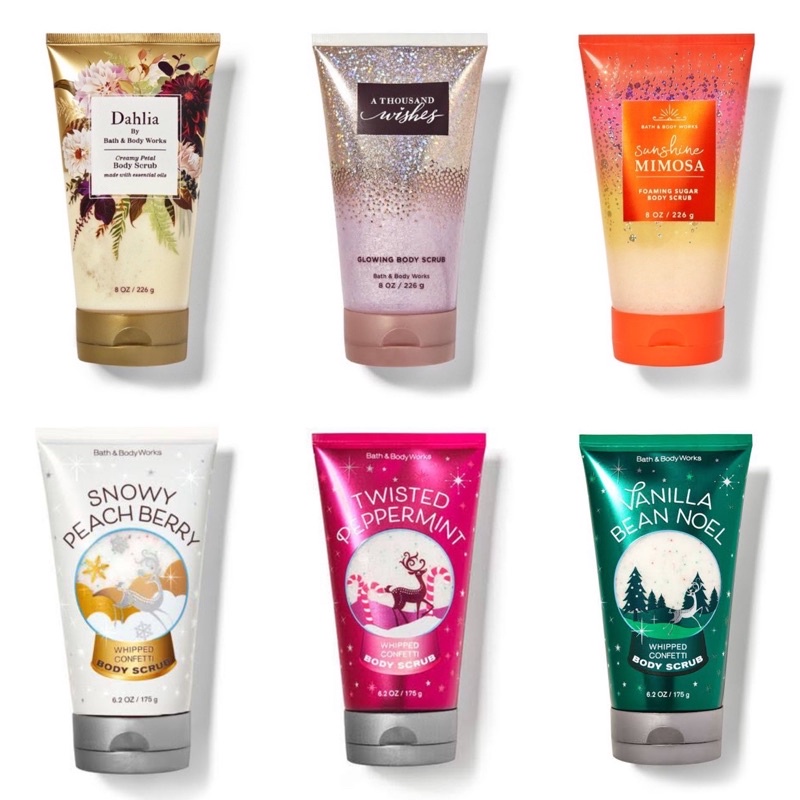 SCRUB BBW Bath & Body Works a thousand wish wishes dahlia sunshine sun shine mimosa vanilla bean noe
