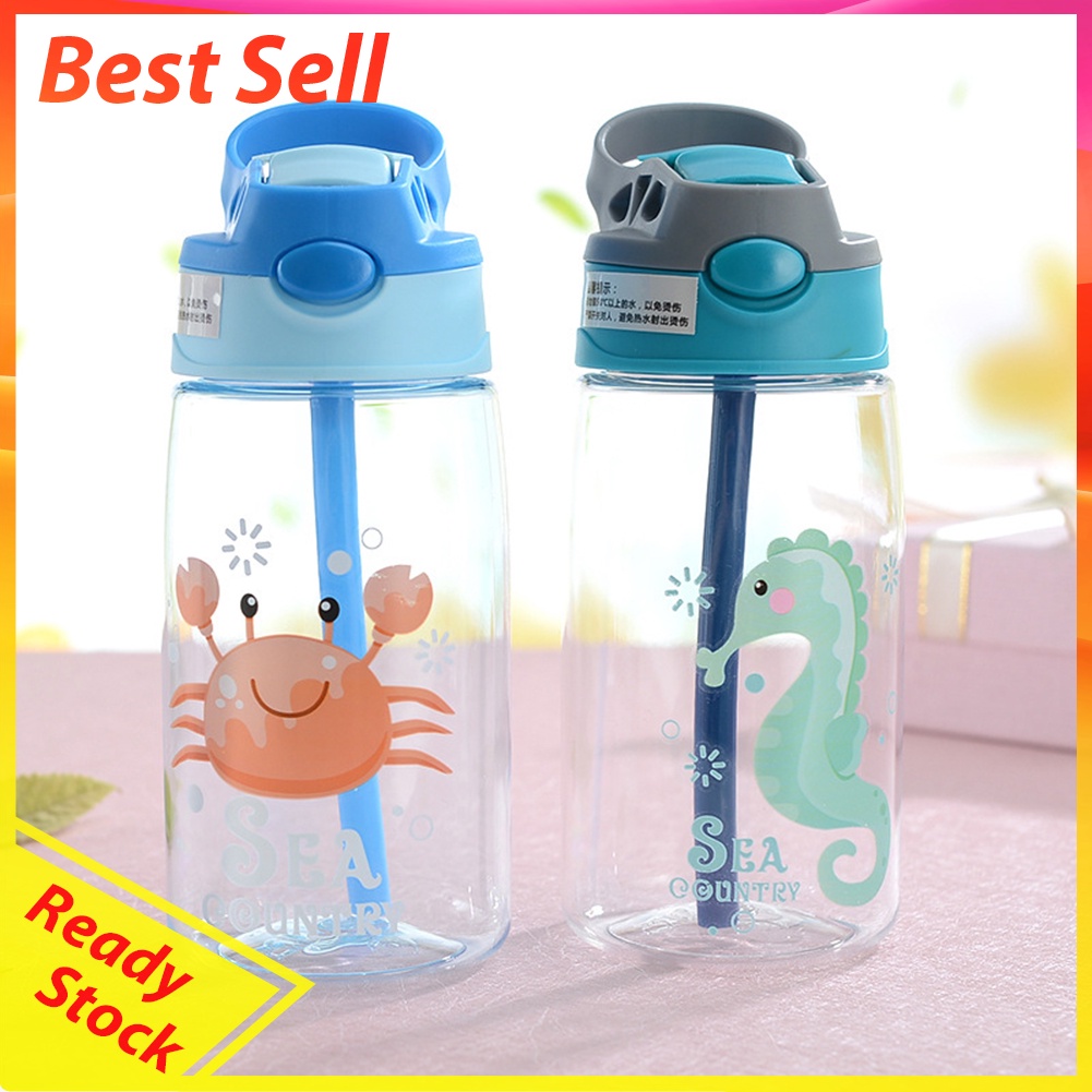 480ml Children Portable Cartoon Kettle w/ Leak-Proof Straw Sports Sippy Cup