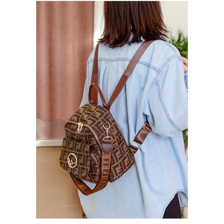 BJ16067 - BROWN - TAS RANSEL BACKPACK PUNGGUNG TAS SEKOLAH ELEGAN COKLAT FASHION IMPORT TERMURAH TERLARIS TERBARU BAGSTORE JAKARTA LT1884 ZCJ2318 ELJ6067 BQ3252