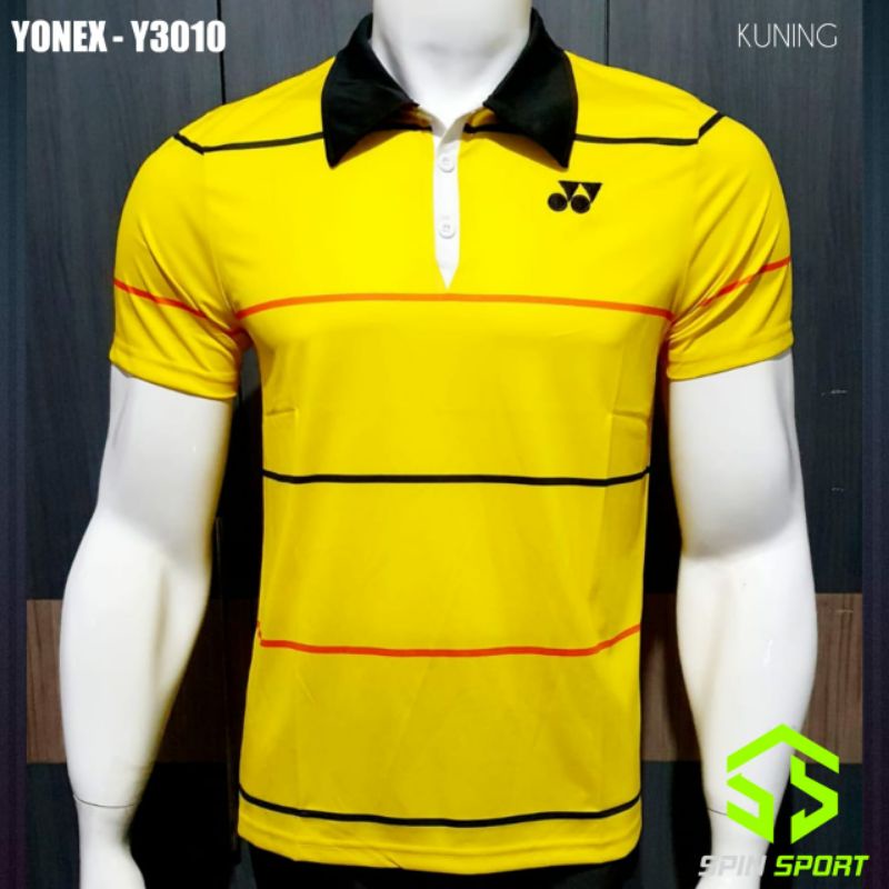 [Y3010 Kuning] Baju badminton Berkerah Yonex Import Premium Kaos Bulutangkis Jersey Olahraga Sport P