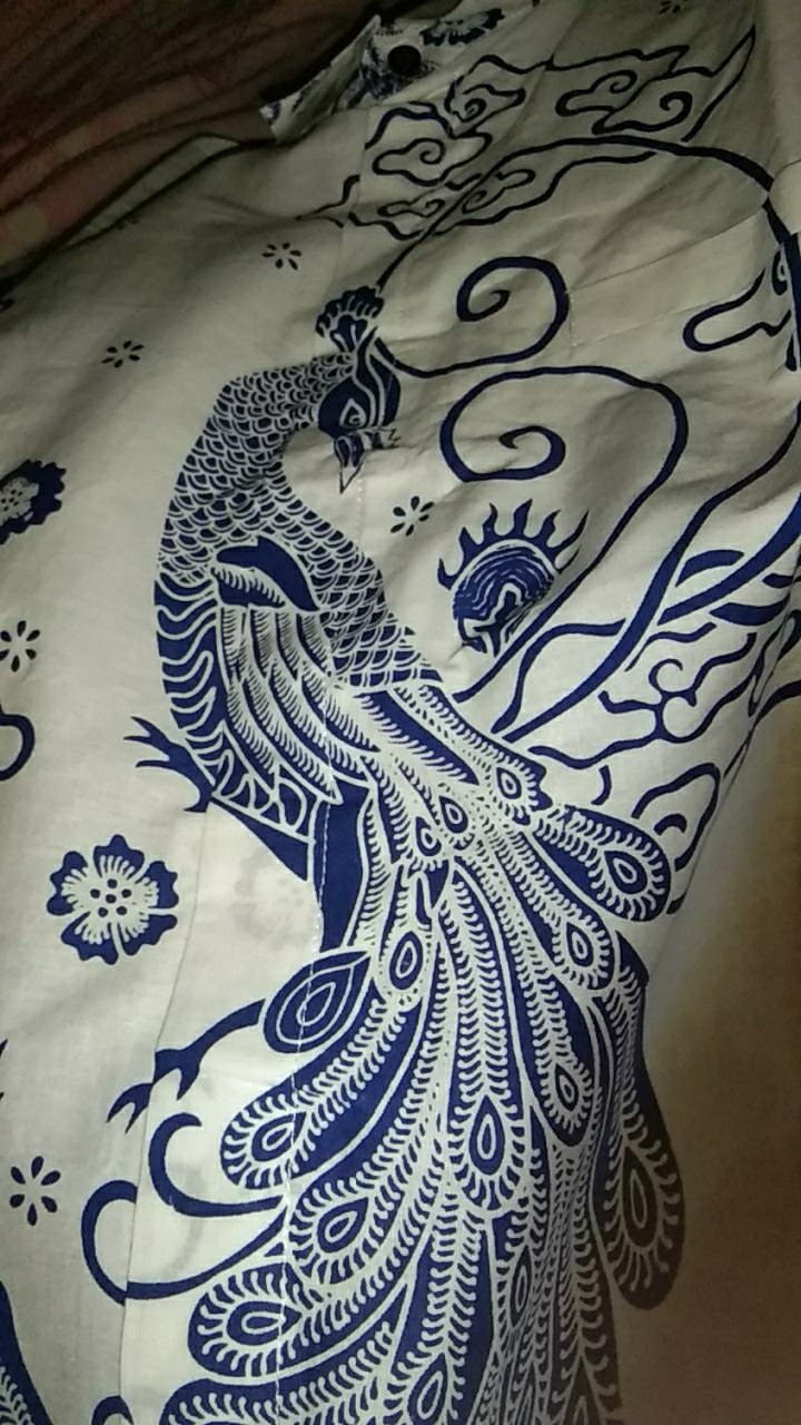 Merak Putih Panjang Kemeja Batik Pria Full Furing Batik Solo Pria Lengan Panjang