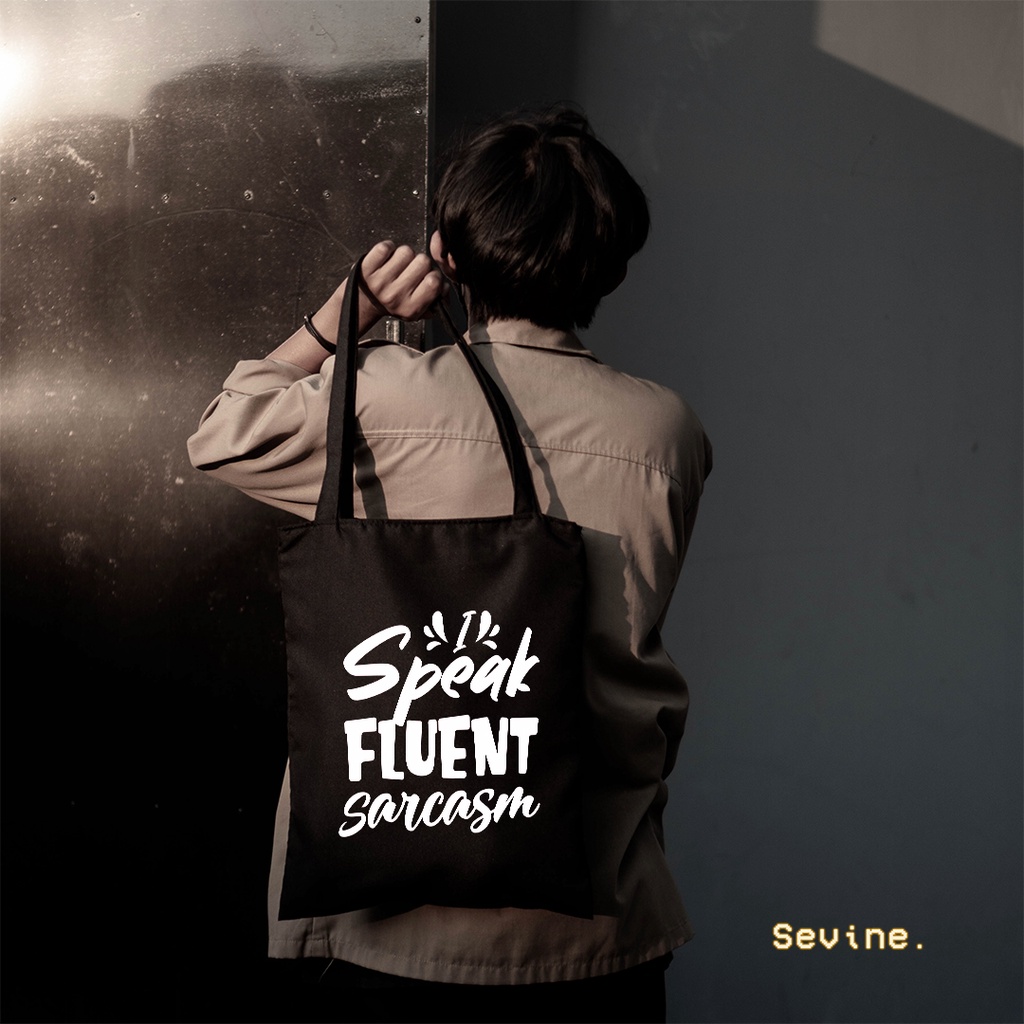 Sevine Totebag Tas Wanita Tote bag Resleting Girl Quotes Black Series Hitam - TQ7