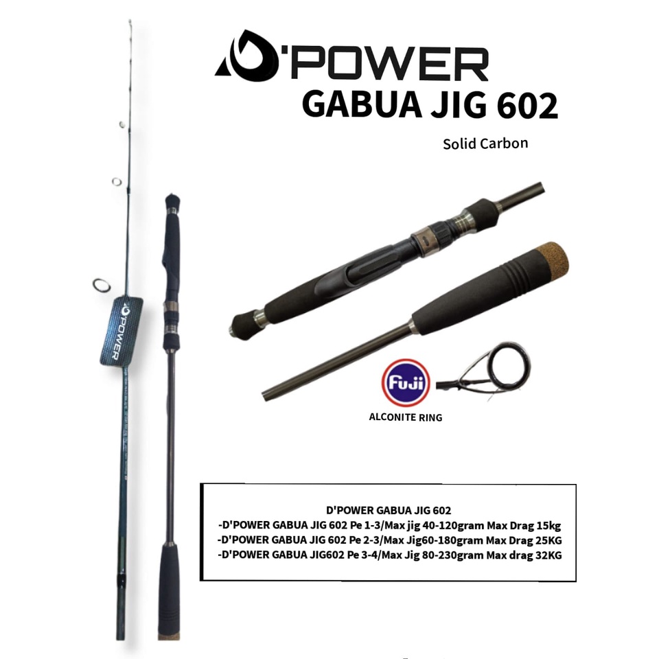 Joran Dpower Gabua Jig 602 Full Fuji Alconite Free Packing Pipa PVC