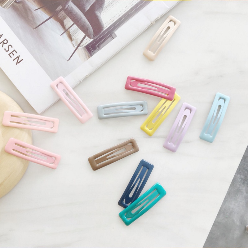 Jepit Rambut Bentuk Geometris Tetesan Air Persegi Warna makaron Ukuran 7cm Gaya Korea Untuk Perempuan