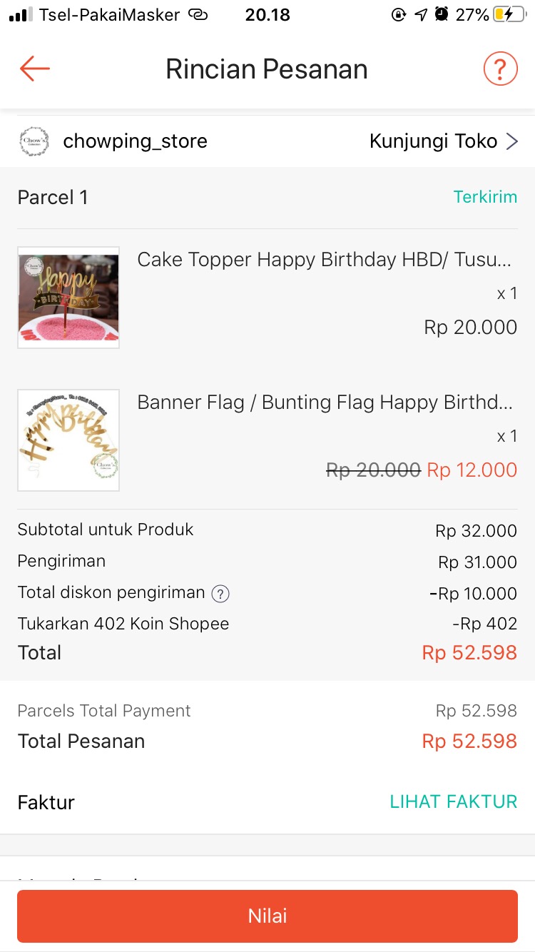 Cake Topper Happy Birthday Hbd/ Tusukan Hiasan Kue Acrylic Aneka Warna