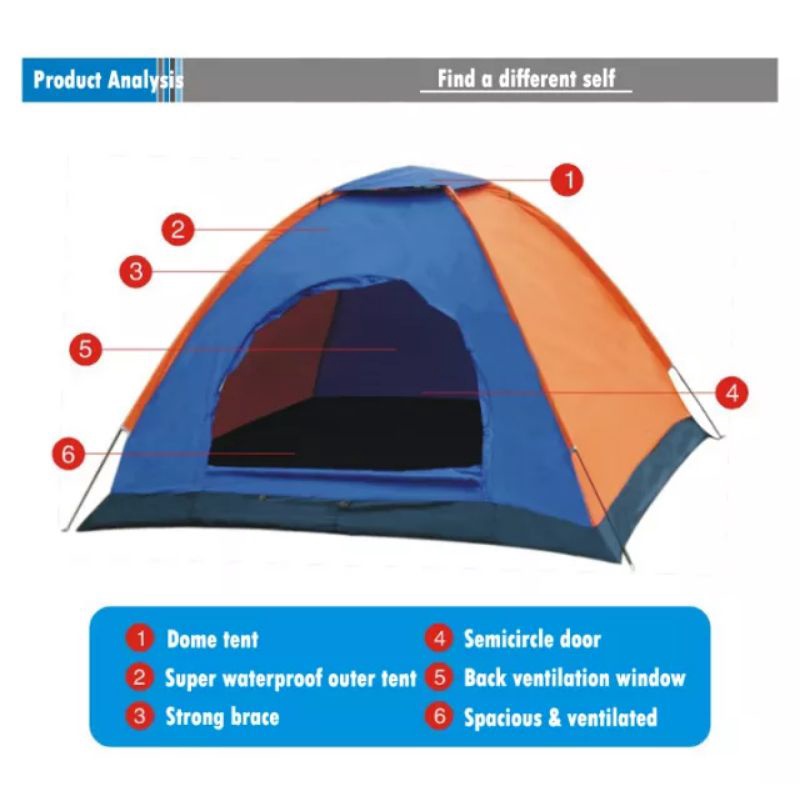 Tenda Camping R3 Tenda Outdoor Tenda Gunung kapasitas 3 Orang