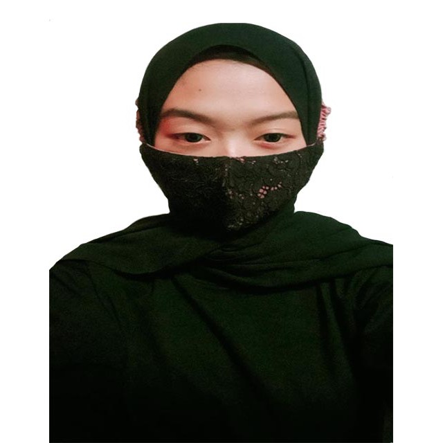 masker brukat elizhabet tali serut puring ruberto