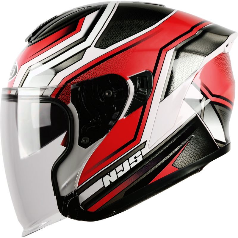 NJS KAIROZ ZENITH Red Double Visor | Glossy & Doff helm half  face DV original motif merah putih kai