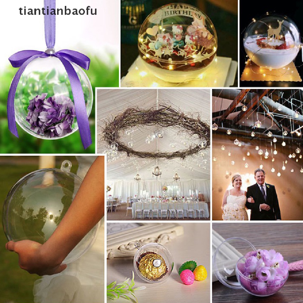 [tiantianbaofu] Transparent Open Plastic Christmas Decor Ball Bauble Ornament Gift Present Box Boutique