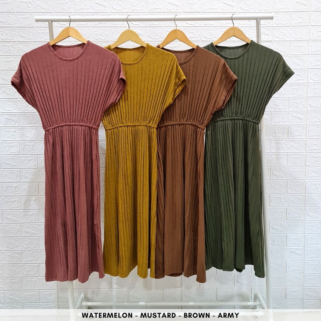 ready 4417 cayina slit knit dress midi dress rajut dress wanita casual dress bumil friendly