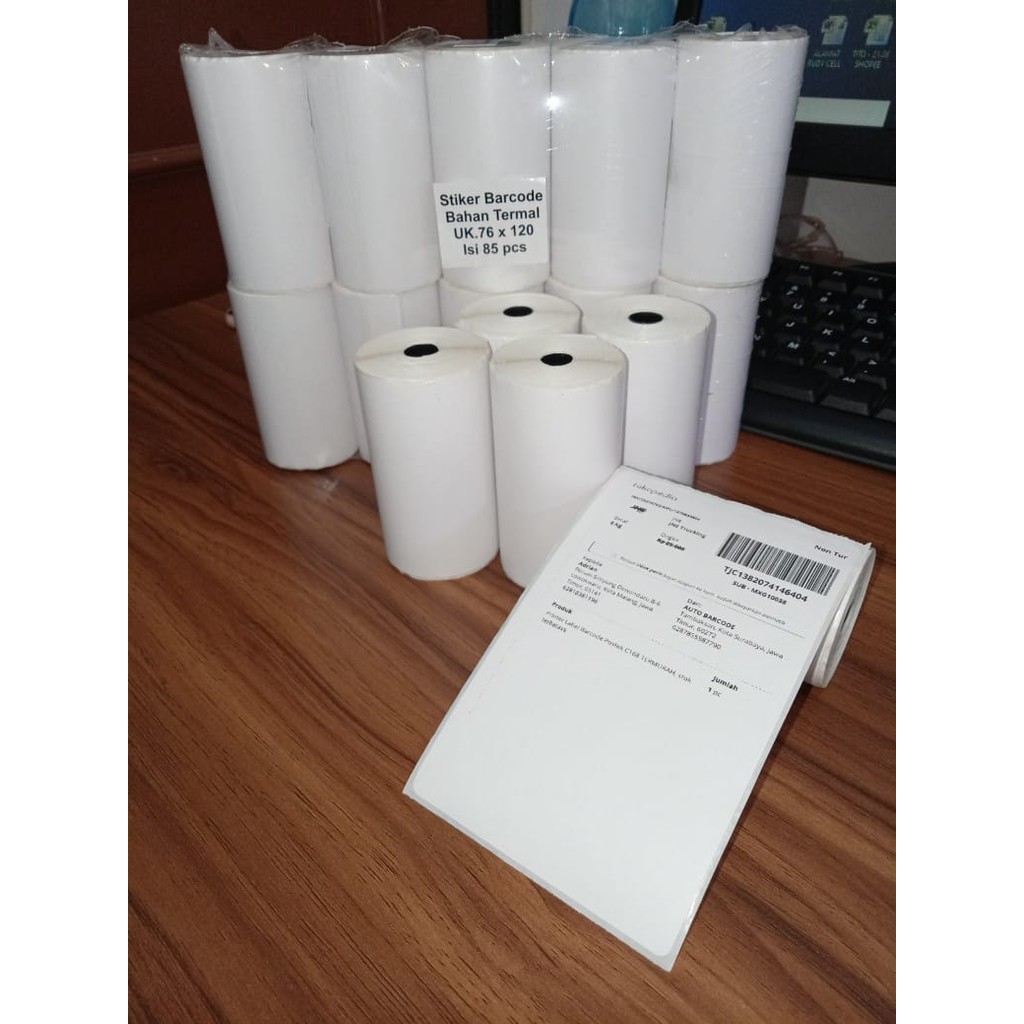 KERTAS STIKER LABEL PRINTER BLUETOOTH THERMAL 76X120MM STICKER RESI PENGIRIMAN SHOPEE