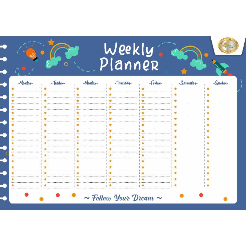 

weekly planner jadwal mingguan alat peraga edukasi APE board game papan kegiatan mingguan