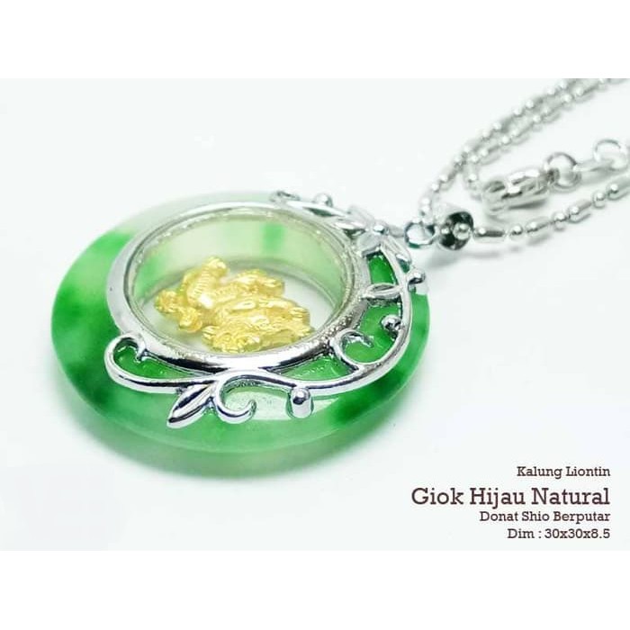 Kalung Liontin Terapi Kesehatan Giok Hijau Donat dim 30