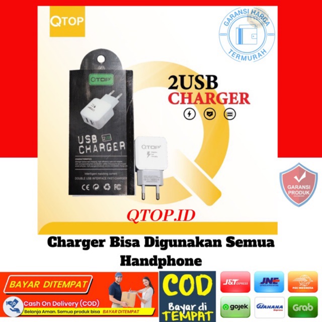 QTOP Charger Original 2Usb Fast Charger SERIES TRANSFORMER [GARANSI]