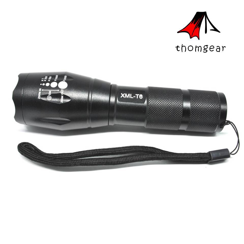 Thomgear Paket Lengkap Senter Led Cree Xm-L T6 2000 Lumens + Baterai 18650 + Charger - E17 Jm