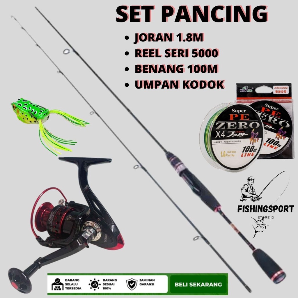 Set Pancing 1.8M Stik Pancing Dengan Bahan Serat Karbon Joran/tongkat Mancing carbon Pancing Set Lengkap Untuk Memancing Plus Reel SERI 5000 13 Ball Bearing Gulungan Kerekan Rill Katrol Benang PE X4 100M Mata Kail 1 Box Isi 50pcs Set Paket Mancing Mania