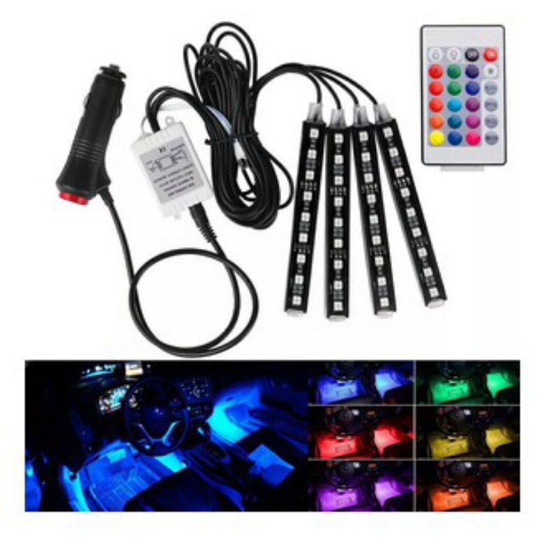 04 Pcs DRL LED Kolong RGB Lampu Dekorasi Dashboard 16 Warna + Remote+autolightet