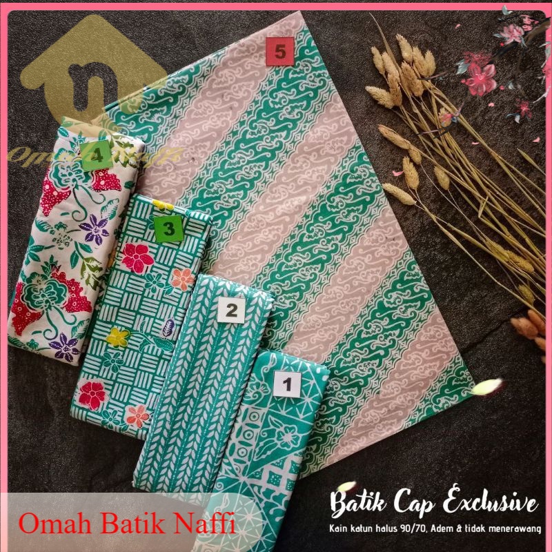 Jual Kain Batik Cap Garutan Kain Batik Cap Warna Tosca Handmade Kain