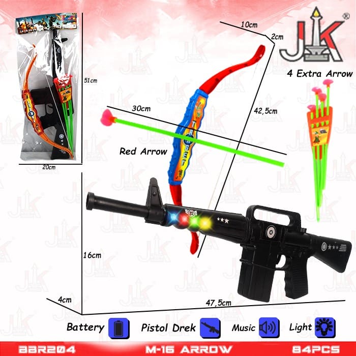 Panah Panahan Pistol Pistolan Tembak Tembakan Baterai Bunyi Suara Musik Nyala Lampu Mainan Anak