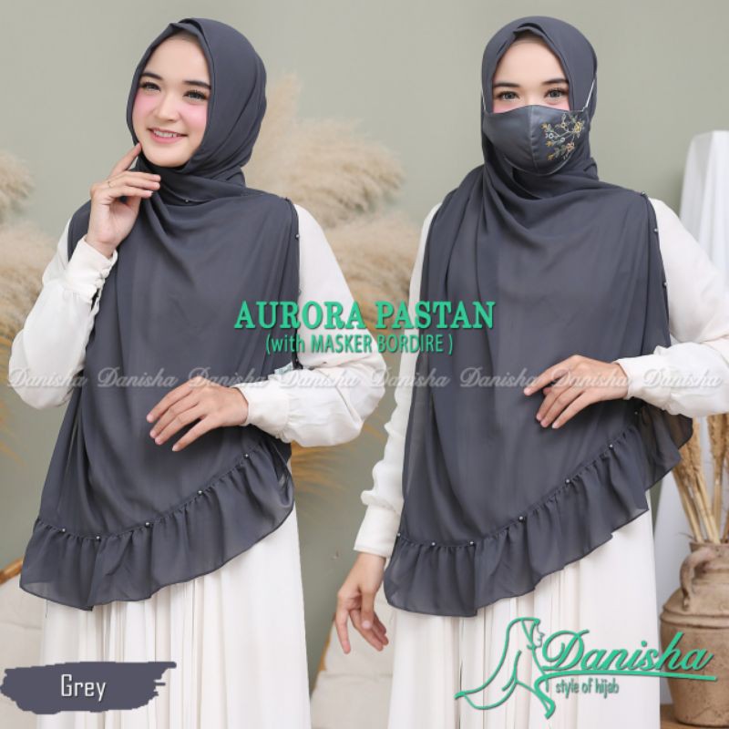 Jilbab Pashmina Instan Aurora Free Masker Bordire Ori Danisha