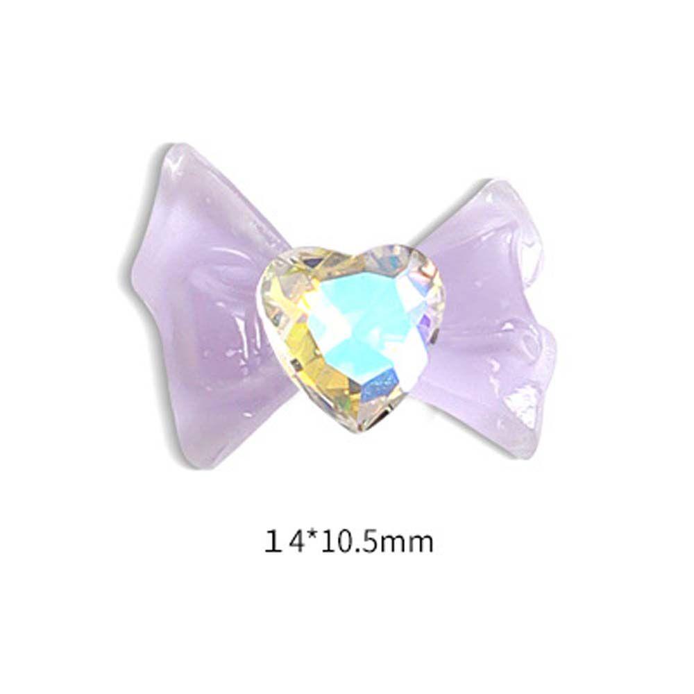 Mxbeauty Hiasan Nail Art Aurora Warna-Warni 3D Bownot Bow Crystal Bow Nail Charms