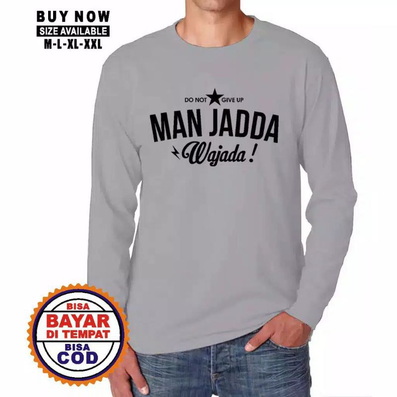 Kaos Dakwah Islami / Kaos Muslim / Kaos Santri / Tshirt / Kaos Dakwah Lengan Panjang MANJADDA WAJADA-4