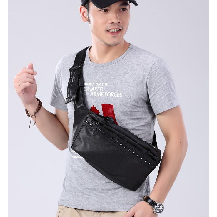 Jual Tas Pria Tsd73 Waist Bag Tampilan Gahar Model Anak Muda Tas