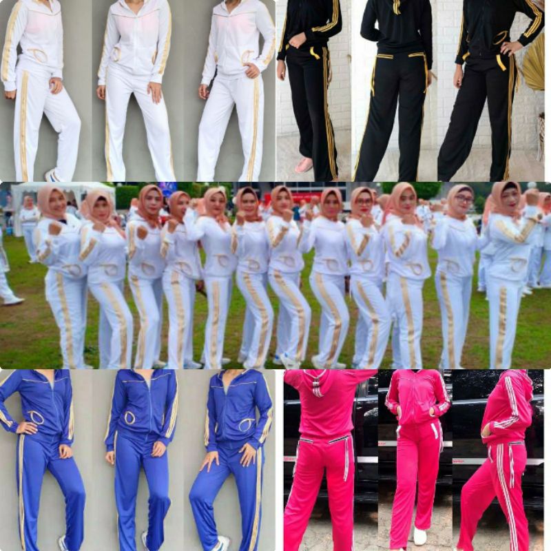 stelan baju senam zumba celana wanita olahraga list samping jaket olahraga produk original terlaris