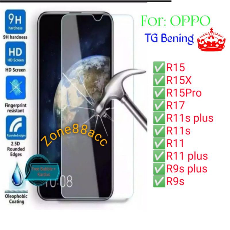 Oppo R15 R15x R15Pro R17 R11s R11 R9s Plus Antigores Bening Tempered Glass Screen Guard protector TG