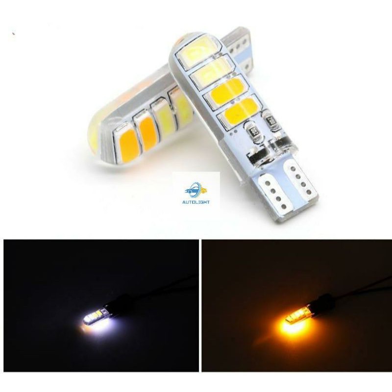 Lampu LED Senja Sein Strobo T 10 / 8 LED 2 Warna 12Volt Strobo Kedip