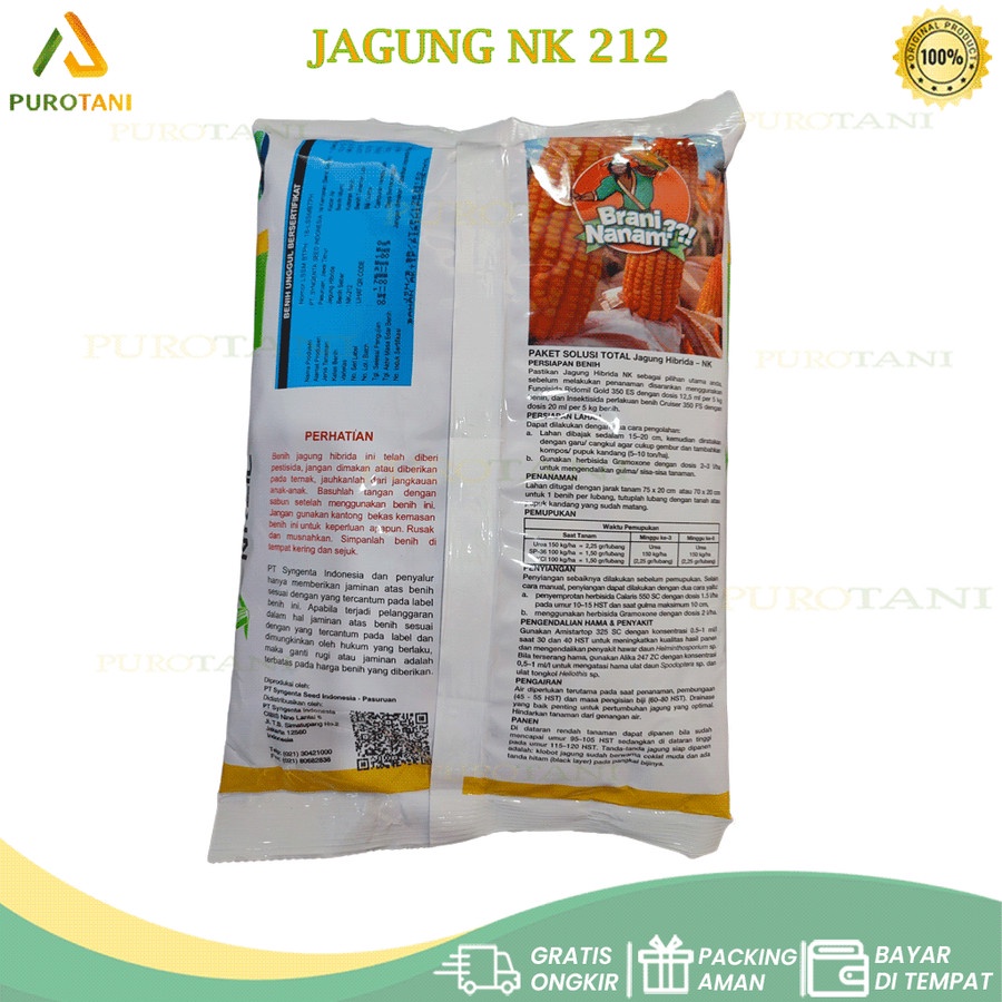 Benih Jagung Hibrida NK 212 kemasan 1kg EXP 05-2023